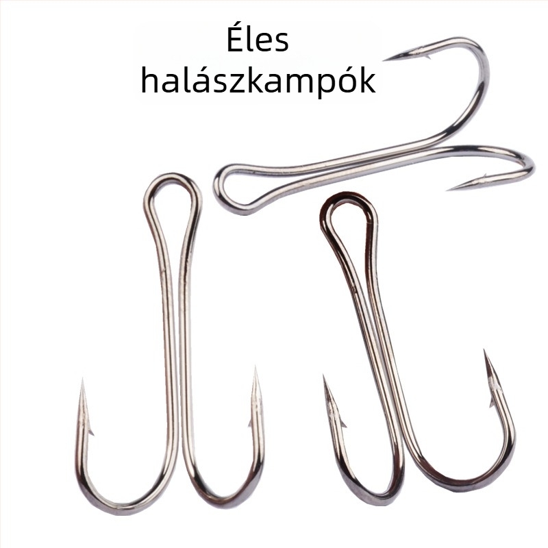 50 darabos horgászkuka-készlet két horoggal, tövises csúccsal, folyókra, tavakra, tározókra és patakokra