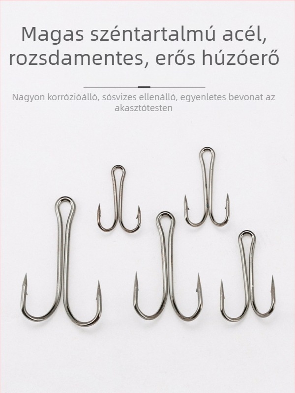 Swing Shark Horgász Horogkészlet - 50 db, dupla horog, szúrt horogok, magas széntartalmú acél