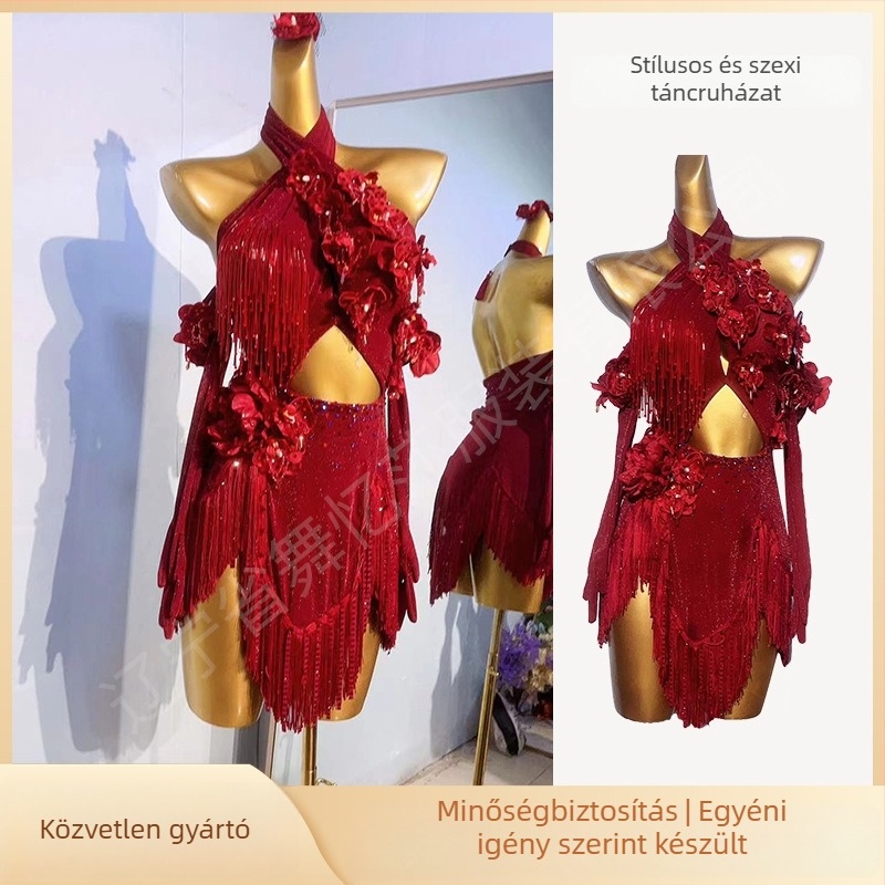 Női latin tánc előadás ruházat rojtokkal — Nylon 95%+, Spandex 90–95%, 2024 tavasz, nemzeti standard tánc