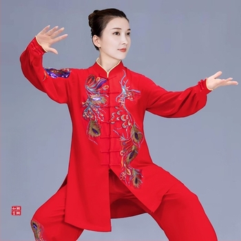 Tai Chi ruha, hosszú fazon, Eight-Section Brocade edzéshez Tai Chi számára; Corduroy anyag, len tartalom, pamut bélés