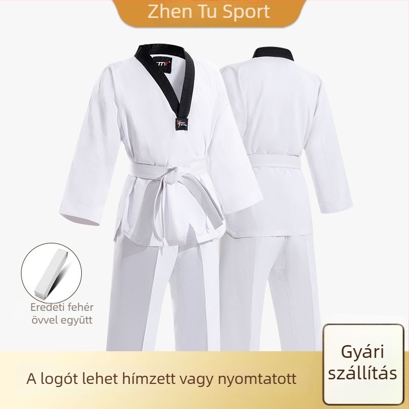 Taekwondo gi uniszex, 90% fésült pamut, lélegző és kényelmes, gyerekeknek és felnőtteknek