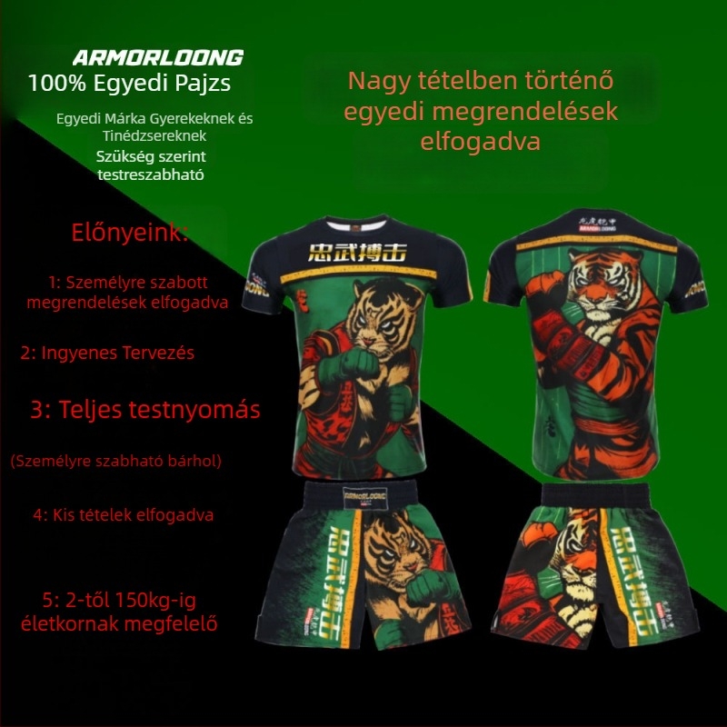 MMA/Jiu-Jitsu/Muay Thai edzéskészlet — nyomtatott, gyorsan száradó poliészter, uniszex, rövid ujjú, kerek nyakú, négy évszakos sportos ruházat