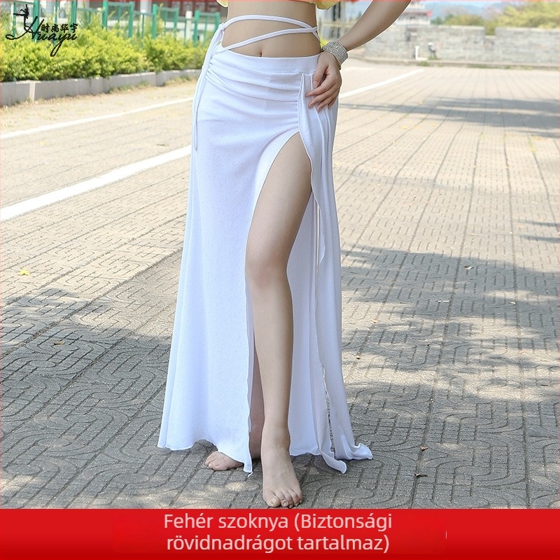Belly Dance gyakorló ruha – hosszú szoknya hasítékkal, Spandex anyag, Flash Slub Slub Yarn, női modell, 2024 nyár