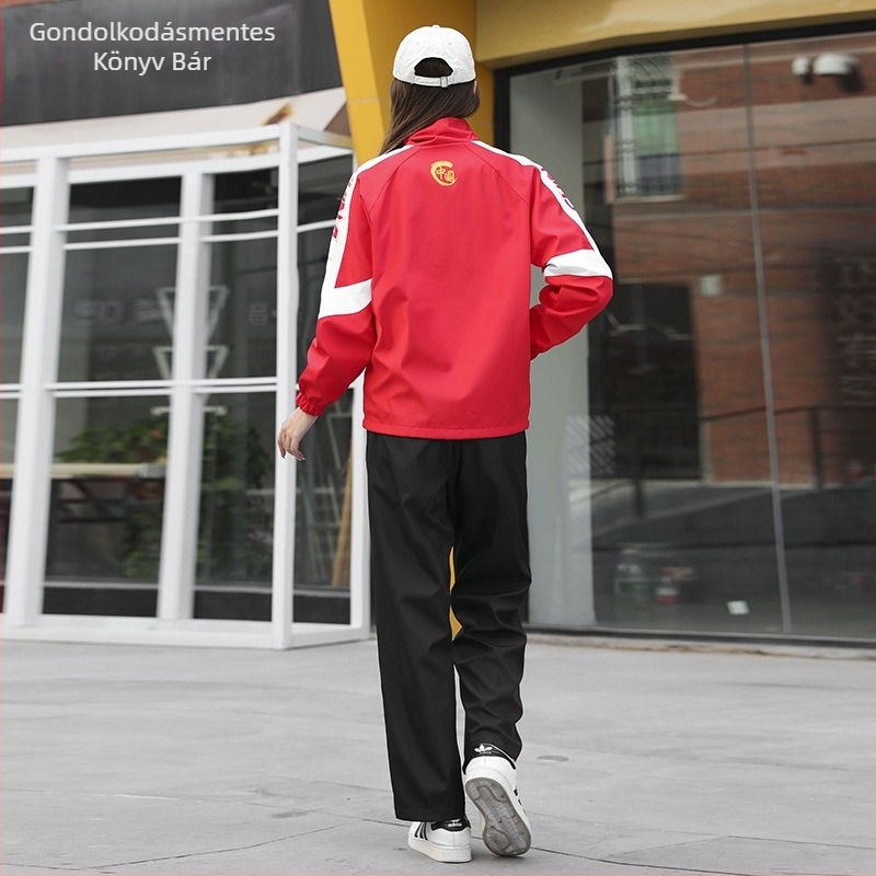 Taekwondo csoportos megjelenéshez készült uniszex hosszú ujjú ruházat, álló gallérral, 50D poliészter-kompozit anyag, nylon béléssel