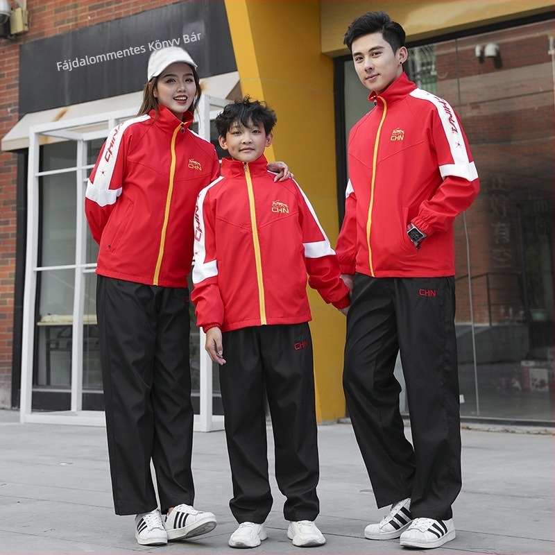 Taekwondo csoportos megjelenéshez készült uniszex hosszú ujjú ruházat, álló gallérral, 50D poliészter-kompozit anyag, nylon béléssel