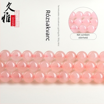 Jya természetes rózsakvarc szabad gyöngyök – polírozott kerek gyöngyök DIY ékszerekhez, eredeti dizájn, 2021-es bevezetés