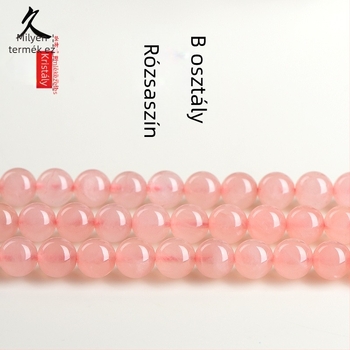 Jya természetes rózsakvarc szabad gyöngyök – polírozott kerek gyöngyök DIY ékszerekhez, eredeti dizájn, 2021-es bevezetés
