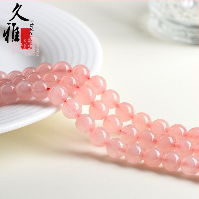 Jya természetes rózsakvarc szabad gyöngyök – polírozott kerek gyöngyök DIY ékszerekhez, eredeti dizájn, 2021-es bevezetés