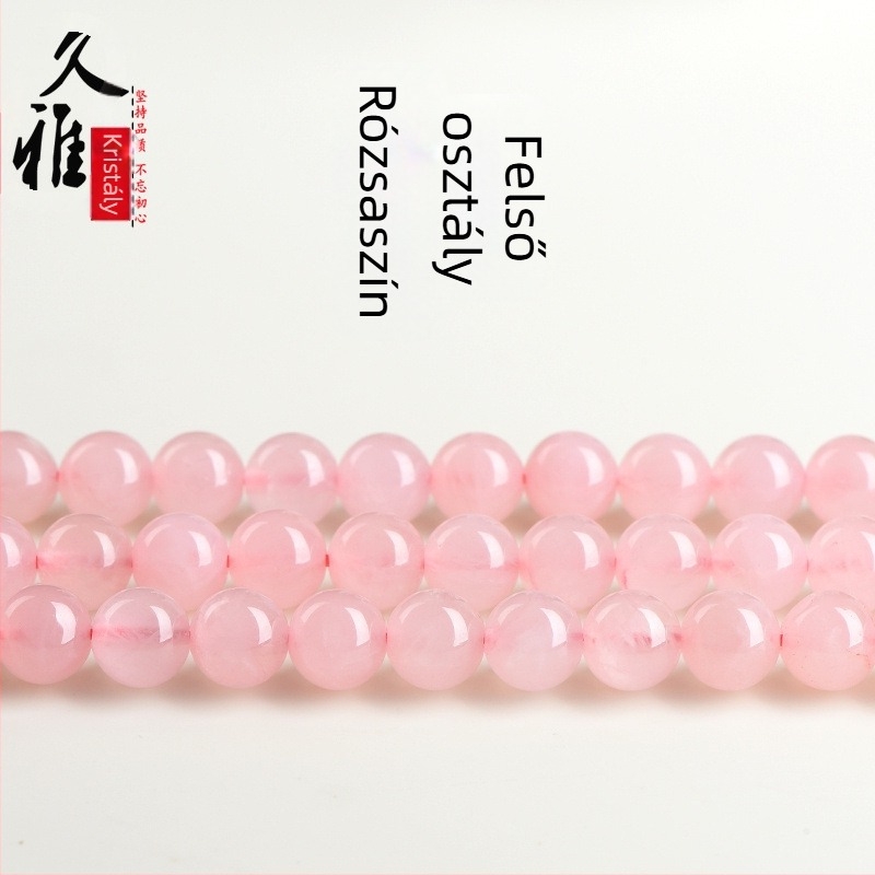 Jya természetes rózsakvarc szabad gyöngyök – polírozott kerek gyöngyök DIY ékszerekhez, eredeti dizájn, 2021-es bevezetés