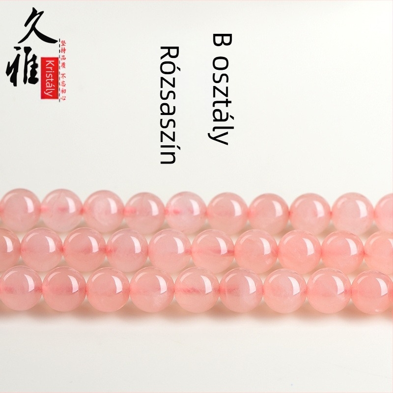 Jya természetes rózsakvarc szabad gyöngyök – polírozott kerek gyöngyök DIY ékszerekhez, eredeti dizájn, 2021-es bevezetés