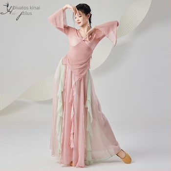 Női klasszikus kínai táncruha szett – mesh + tencel anyag, Spandex 50–70%, Belly Dance előadás, 2025 tavasz megjelenés