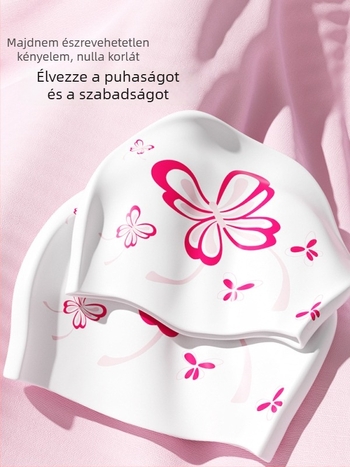 Felnőtt nőknek szóló szilikon úszósapka, vízálló és kényelmes, hosszú hajhoz, mintázattal