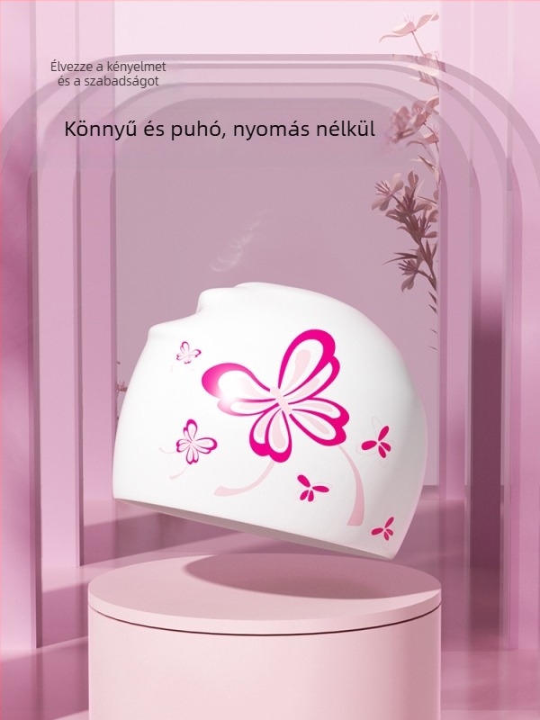 Felnőtt nőknek szóló szilikon úszósapka, vízálló és kényelmes, hosszú hajhoz, mintázattal