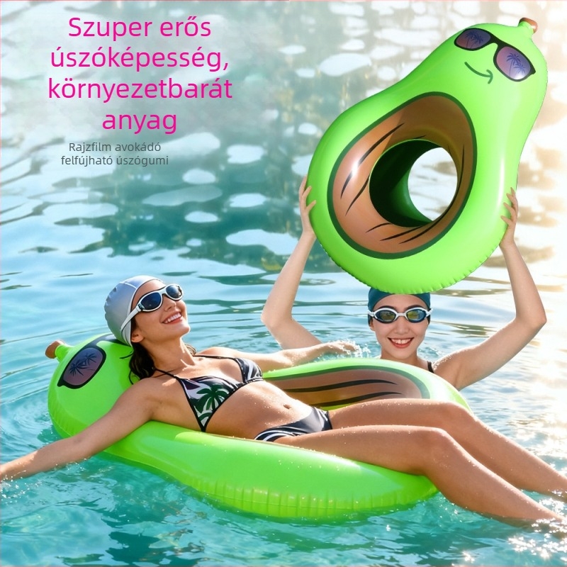 Avokádó mintájú úszógyűrű, környezetbarát PVC, 0,2 mm vastagság, manuális felfújás, felnőtteknek