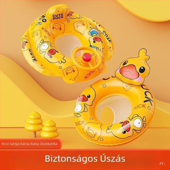 Gyerekeknek szóló felfújható úszó ülőgyűrű, sárga kacsa dizájnnal