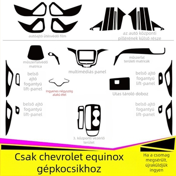 Chevrolet Equinox belső karbon szálas matrica — karcolás-textúra, mágneses rögzítés, a középkonzol oldalsó paneljeihez, testreszabható