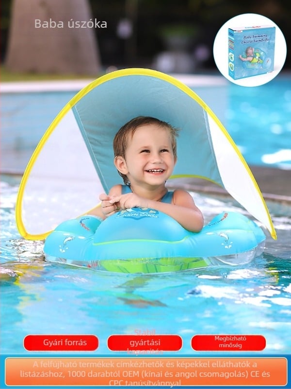 Swimbobo Gyermekeknek úszógumi napellenzővel – kültéri medence úszógyűrű