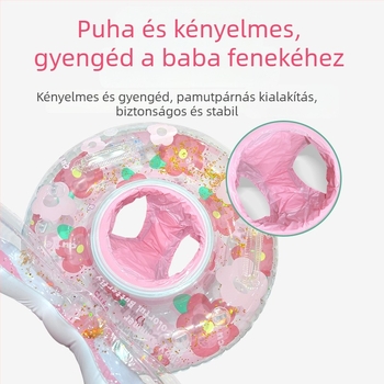 Gyermekeknek úszógyűrű, csillogó napraforgó mintával és szegecsekkel díszítve, PVC 0,24 mm, kézi felfújás