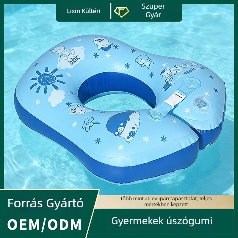 Gyerekeknek szóló úszógyűrű 2–4 éveseknek, 0,25 mm vastag PVC, kettős rétegű buborékos kialakítás, rajzfilmszerű mintázat