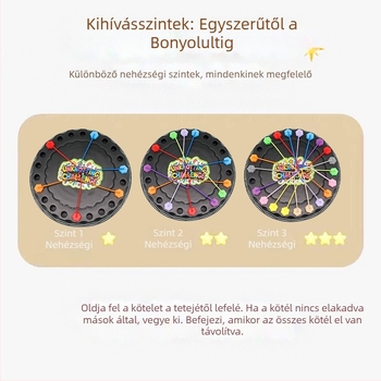 Kötél kibogozása – társasjáték kártyák, műanyag, logikai gondolkodás, korosztályok 4–6, 7–14, 15–35, 36–60