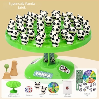 Két játékos számára készült oktató társasjáték: panda egyensúlyfa és űrhajós – műanyag, beltéri és kültéri használatra, 4–14 éveseknek