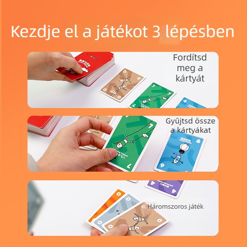 Flea Circus társasjáték kártyák — hordozható zseb változat, papíralapú, támogatja a szülő–gyermek interakciót; 4–14 éveseknek.