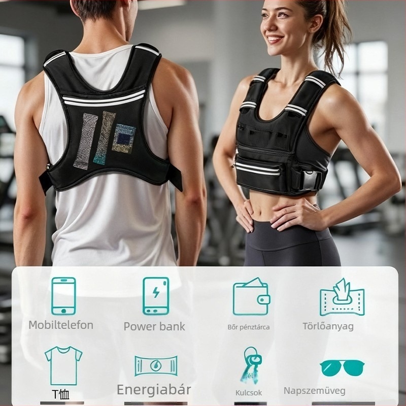 Súlymellény edzéshez — Neoprene + vasas homok, állítható súly, éjszakai futásra, ugrókötél edzéshez, kerékpározáshoz és erőnléthez