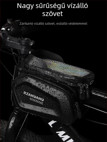 MTB kerékpár elülső vázcső táska, 2 L, szintetikus bőr, vízálló telefonzseb, TF464