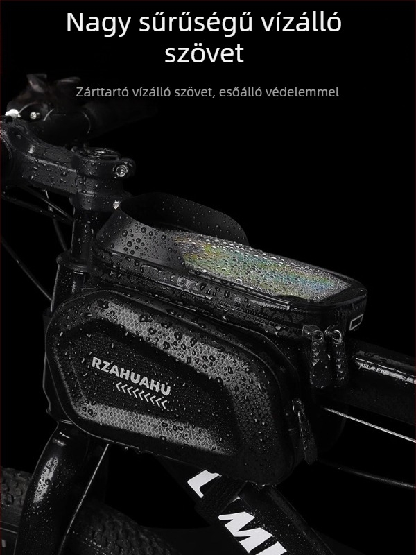 MTB kerékpár elülső vázcső táska, 2 L, szintetikus bőr, vízálló telefonzseb, TF464