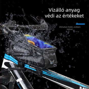 Vízálló felsőcső táska hegymászó kerékpárhoz érintőképernyős telefonzsebbel, napsütés elleni árnyékolóval és merev héjjal