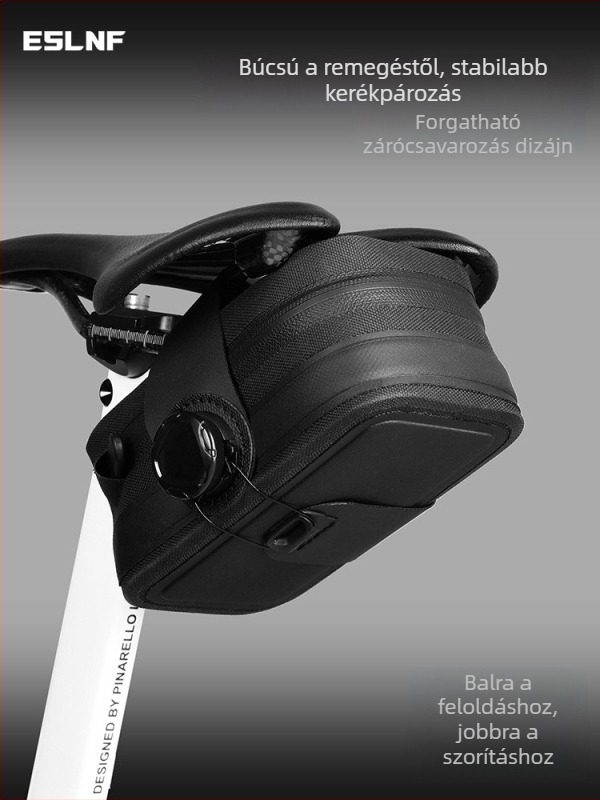 Országúti kerékpár hátsó nyeregtáska, vízálló, forgó zárómechanizmussal, 600D TPU anyag, Linding márka