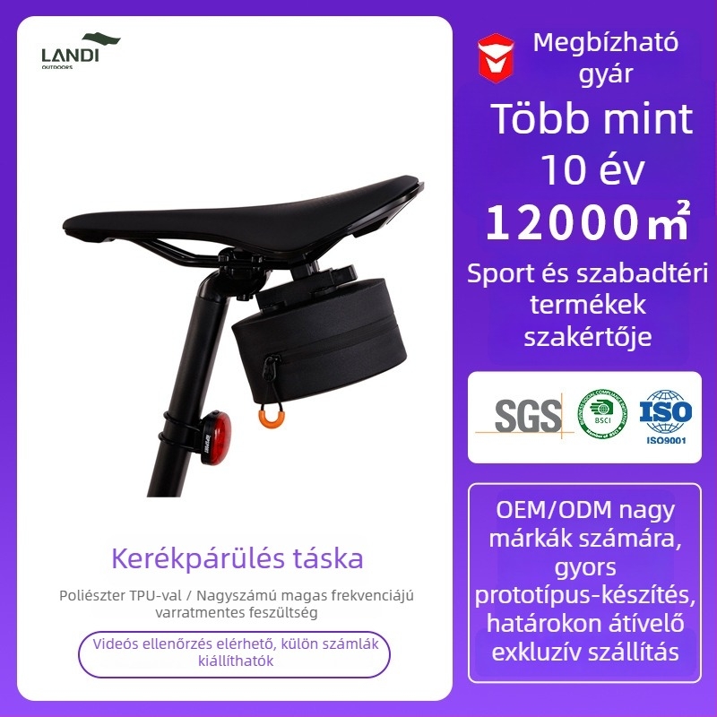 Kerékpár nyeregtáska - mágneses, összecsukható eszköztáska, 0,39 L, laminált TPU poliészter, Landi LD-6901