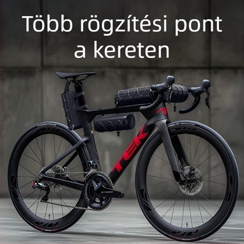 Kerékpáros többszörös kormánytáska, vízálló 2,2 L, felhelyezhető a kormányra/alsócsőre/üléscsőre, béléses