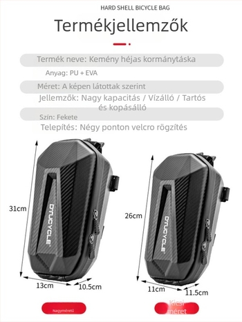Kerékpár kormány előtti táska, vízálló kemény héjjal, 4 L kapacitás, Dt1311 modell, PU bőr + EVA, belső bélés