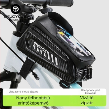 Kerékpár felső vázcső táska, vízálló érintőképernyős telefonrekesz, 30 L kapacitás, modell DT1104, poliészter