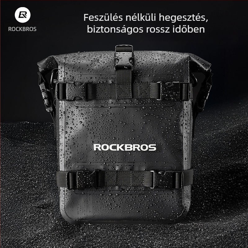 Rockbros motorkerékpár hátsó táska — vízálló, PVC+POM anyag, 5 literes kapacitás, modell 30140103001