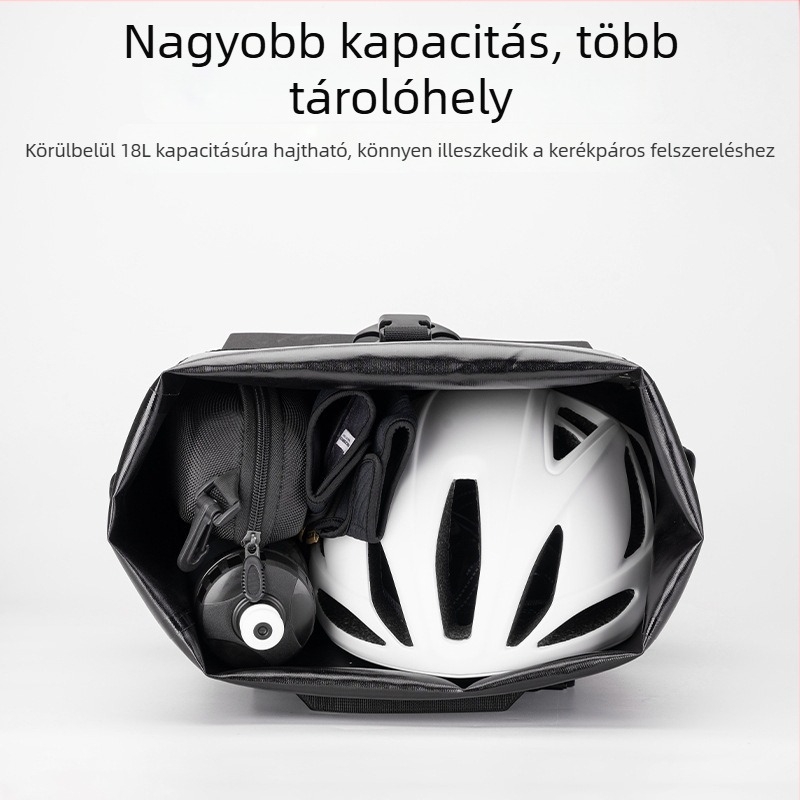 ROCKBROS vízálló kerékpáros hátsó csomagtartó táska, kapacitás 13,5–18 L, táska teste: poliészter + TPU, csat: nylon + PA, modell 30140100/AS-131