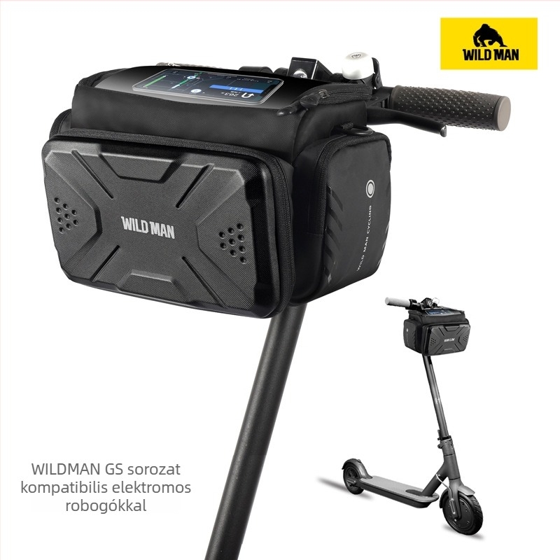 WILD MAN kerékpár kormánytáska – PU bőr, 4L, GS6, külső rögzítés