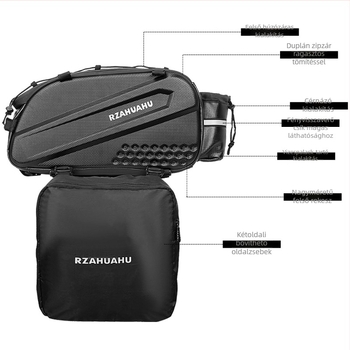 RZ Hátsó kerékpár pannier táska, 14L kapacitás, PU bőr, modell 367-2, vízálló