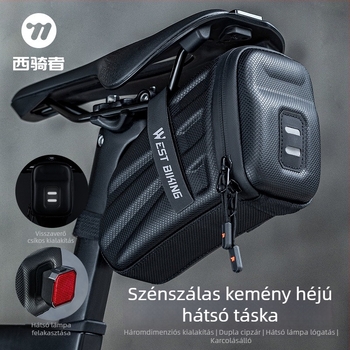 Kerekmár hátsó táska, kemény héj, kerékpárok számára – országúti és mountain bike-hoz, EVA/poliészter, 1.8 L kapacitás, modell YP0707395, béléssel