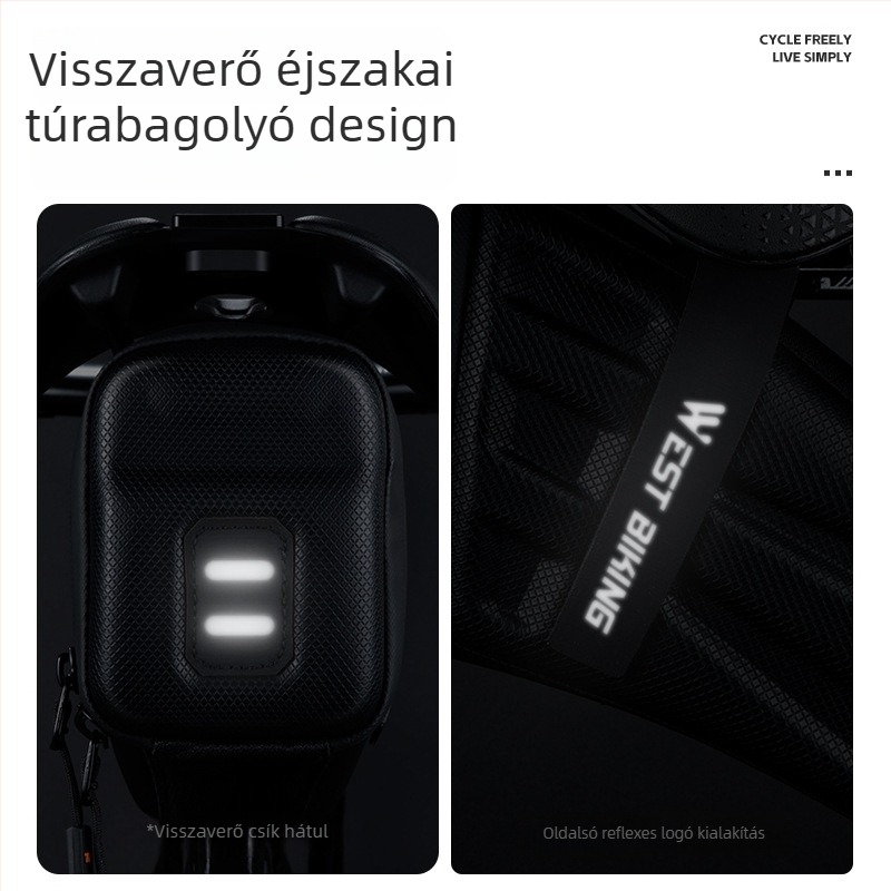 Kerekmár hátsó táska, kemény héj, kerékpárok számára – országúti és mountain bike-hoz, EVA/poliészter, 1.8 L kapacitás, modell YP0707395, béléssel