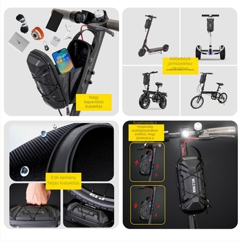 WILD MAN EVA kemény héjú lógótáska robogóhoz vagy kerékpárhoz, 2L, GD6X modell, gyorskioldó rögzítés