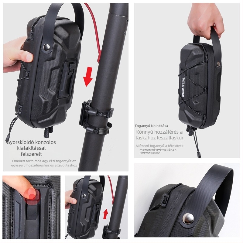 WILD MAN EVA kemény héjú lógótáska robogóhoz vagy kerékpárhoz, 2L, GD6X modell, gyorskioldó rögzítés