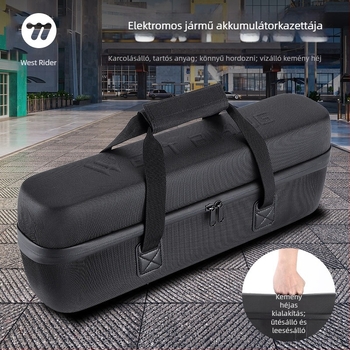 Elektromos kerékpár akkumulátor tároló táska, kemény héjú, PU/EVA, modell YP0707325, belső bélés