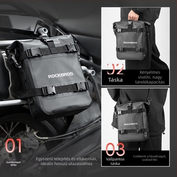 Motorkerékpár hátsó táska, vízálló és oldalsó kopásálló védőtáska, PVC+POM, 5 L, modell 30140103001 as-095-1