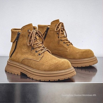 Martin csizmák férfiaknak, brit stílusú középmagas kültéri munkacipő vastag gumitalppal, PU talpbetéttel, felső része másodlagos réteg sertésbőrből