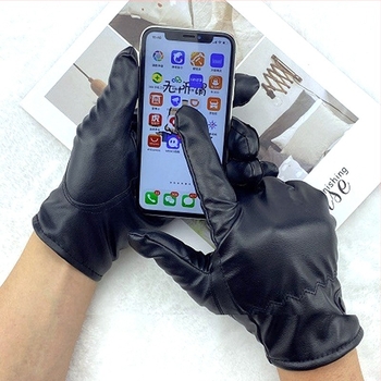 Érintőképernyős téli kesztyűk - bőr, uniszex, kerékpározáshoz