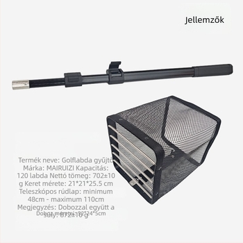 Golflabda gyűjtő, összecsukható alumínium kivitelben, edzéshez több labdával