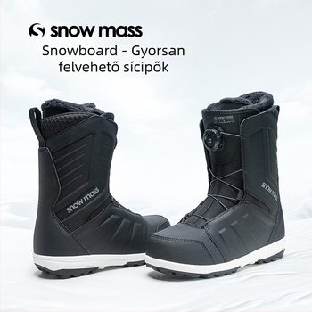 SNOWMASS snowboard cipő – Csatos zárás; Felső rész Pu + vízálló anyag; Magasság 20 cm felett; Külső talp gumi; EVA középtalp