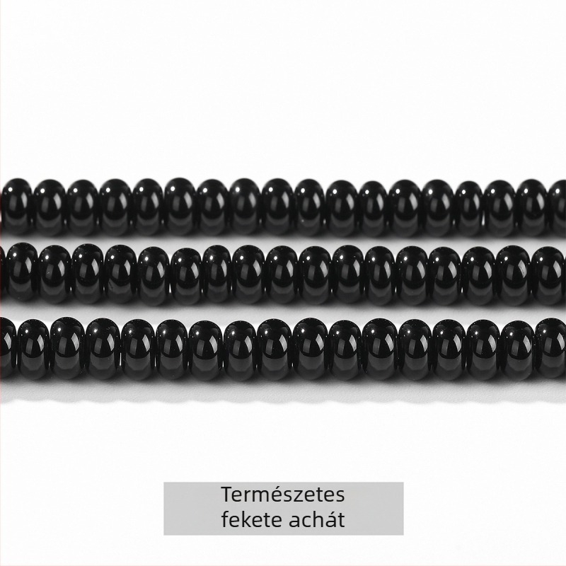 Természetes fekete és piros Mana achát abakusz gyöngyök, lapos gyöngyök DIY karkötőkhöz, szabad gyöngyök, félkész ékszer-kiegészítők